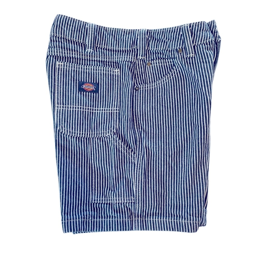 Dickies Hickory Railroad Pinstripe Airforce Blue White Button Cargo Shorts 26 3 - Picture 8 of 12